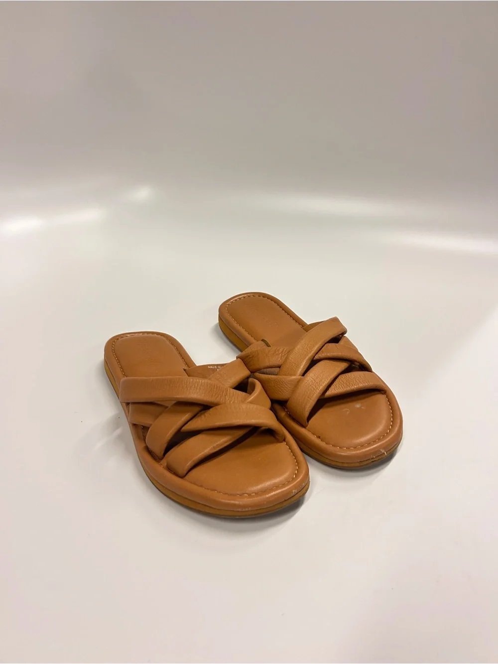 Madewell Cognac Tan Cross-Strap Slide Sandals